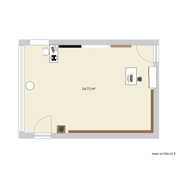 Plan salle mag prepa. Plan de 1 pièce et 25 m2