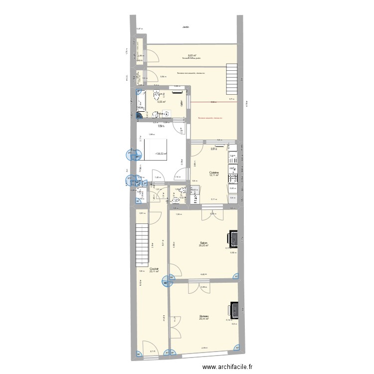Jean - 56 - Rez. Plan de 8 pièces et 123 m2