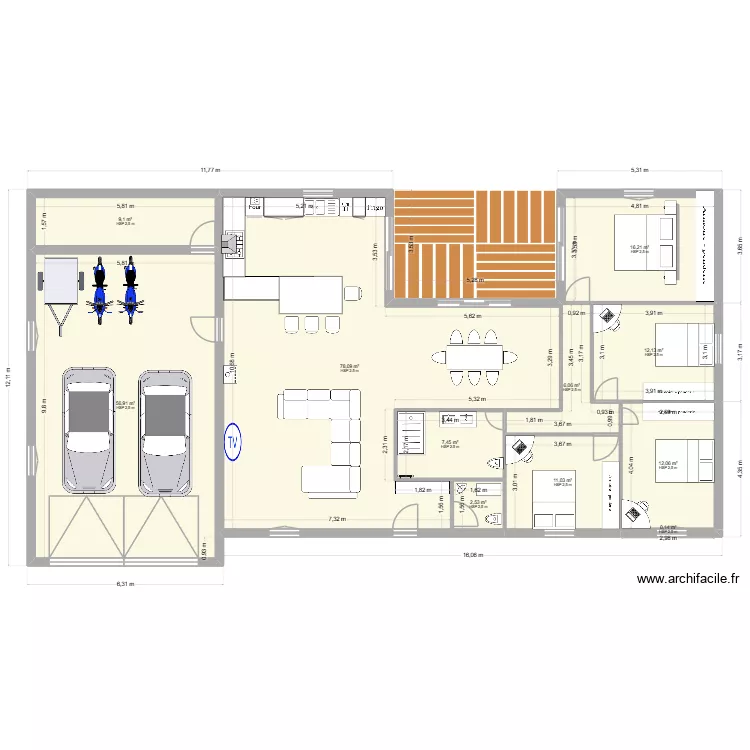 maison projet. Plan de 11  et 212 m²