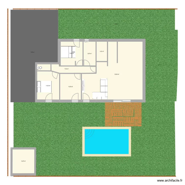 maison modif 3. Plan de 8  et 113 m²