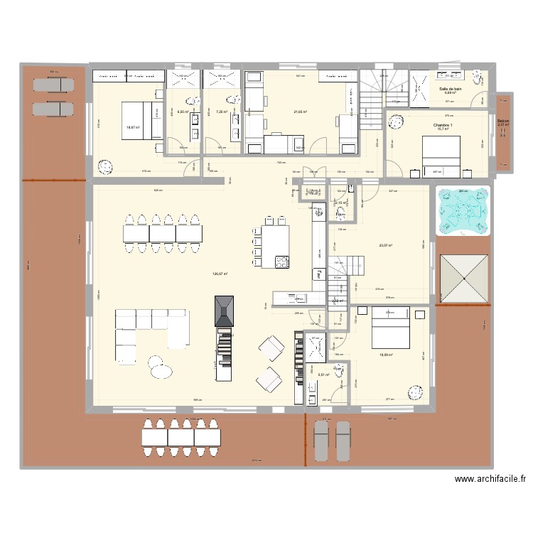 LES ANGLES ETAGE R+1 / R+2. Plan de 22 pièces et 443 m2