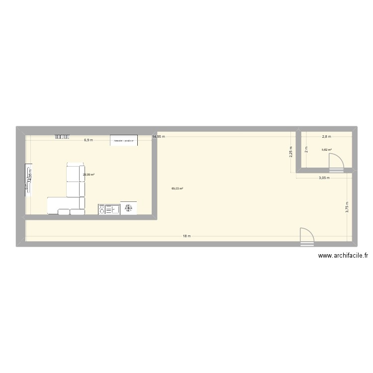 aaa. Plan de 3 pièces et 137 m2