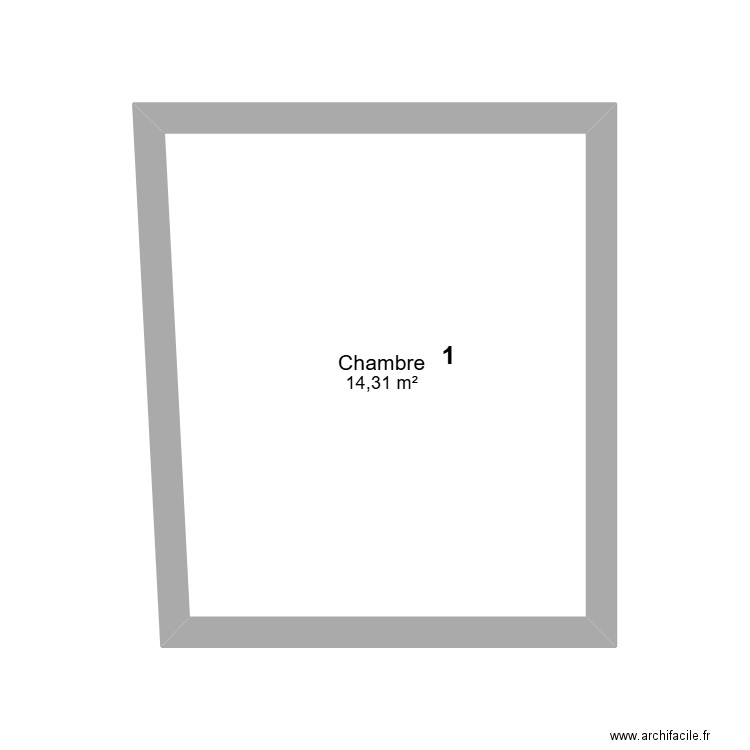 CHAMBRE 1. Plan de 1 pièce et 14 m2