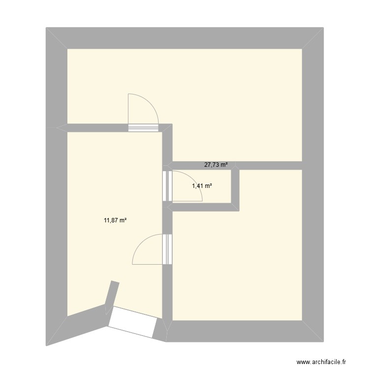 PLan de pinpin. Plan de 3 pièces et 41 m2