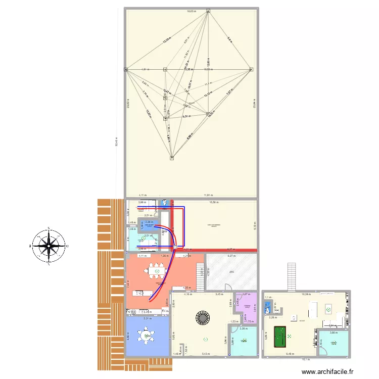 grange BRAUCOURT ELECTRICITE. Plan de 16  et 737 m²