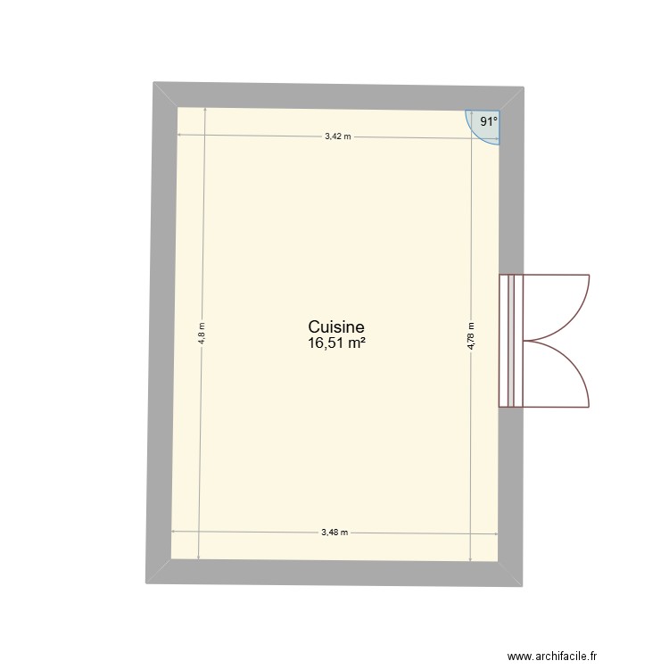 Cuisine Maug. Plan de 1 pièce et 17 m2