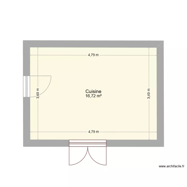 Cuisine Maug. Plan de 1  et 17 m²