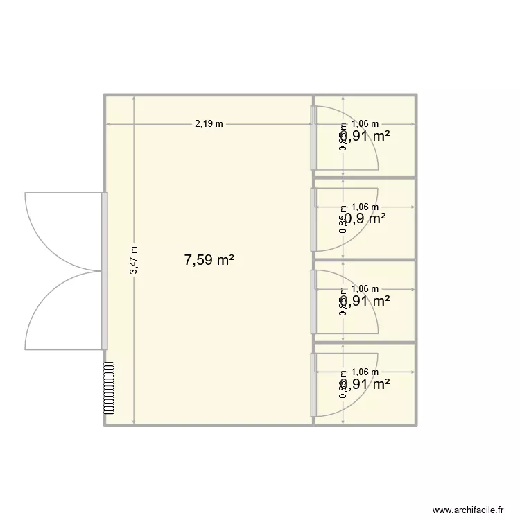 DOUCHE CHAUFFEUR EUROSERUM. Plan de 5  et 11 m²