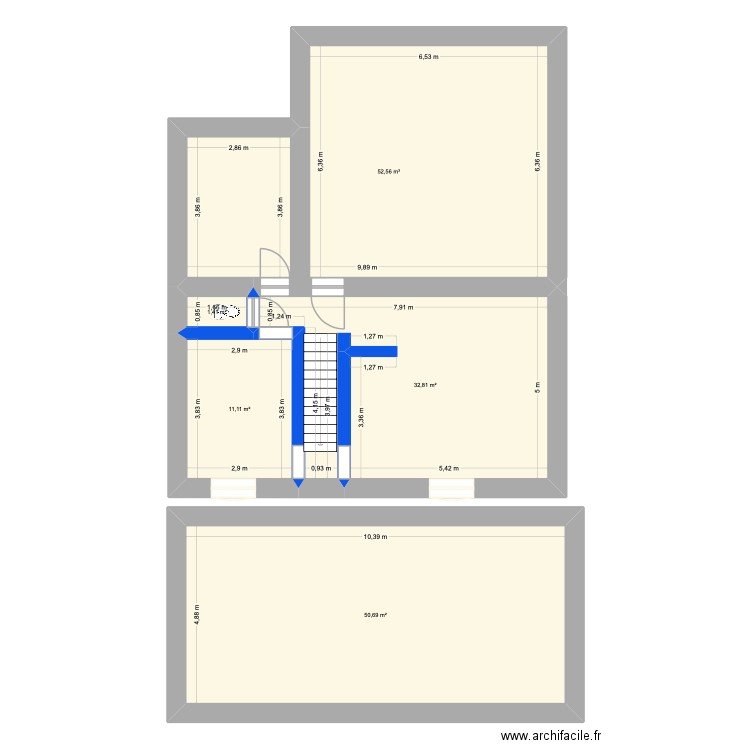 Castelneau. Plan de 4 pièces et 113 m2