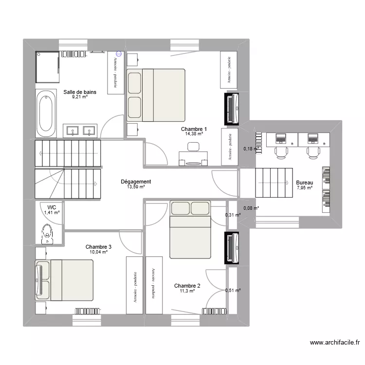 Vincent Viala Niveau 2 projet meublé. Plan de 11 et 69 m² Vincent Viala Niveau 2 projet meublé. Plan de 11 et 69 m²