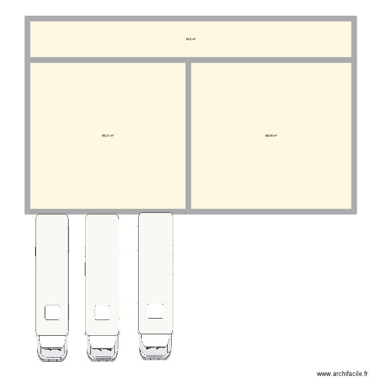 plan. Plan de 3 pièces et 169 m2