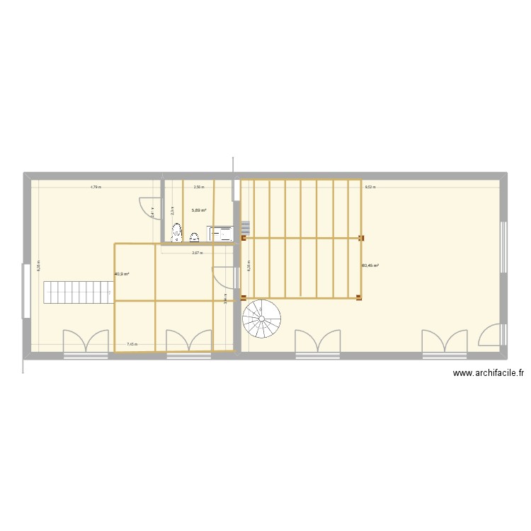 villandraut. Plan de 3 pièces et 107 m2