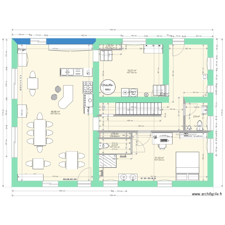 Caro plan RdC aménagement du 10 janvier 2022. Plan de 8 pièces et 112 m2