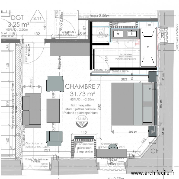chambre 7 A. Plan de 0 pièce et 0 m2