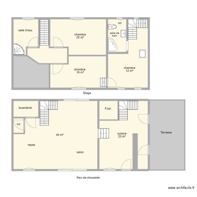 87G8026. Plan de 12 pièces et 132 m2