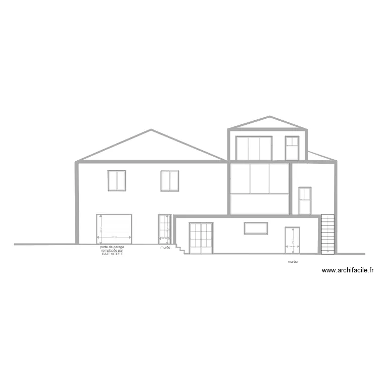 plan facade baie et murage. Plan de plan facade baie et murage. Plan de