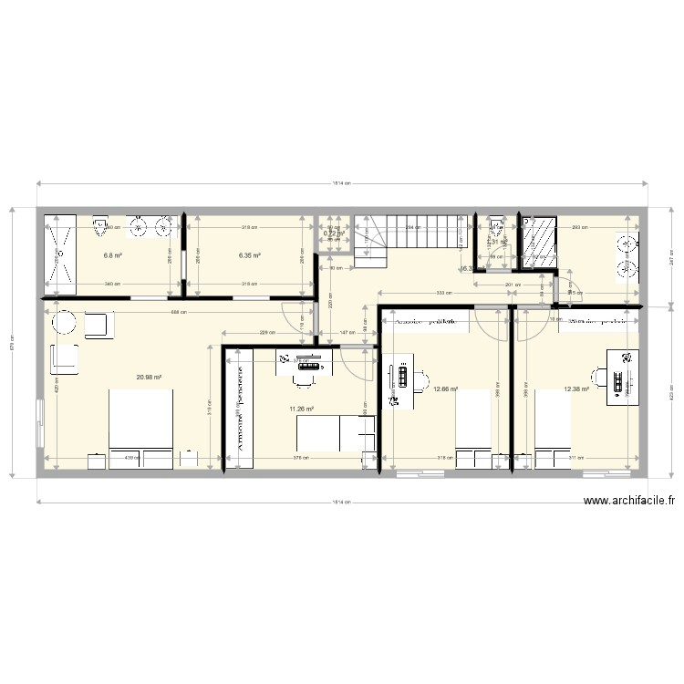 thibault valentine elne plan étage avec escalier un quart tournant et pas de puit de lumière. Plan de 0 pièce et 0 m2