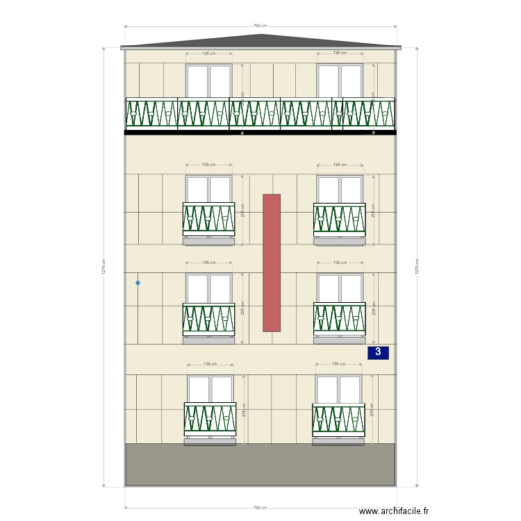 facade EST VL. Plan de 0 pièce et 0 m2