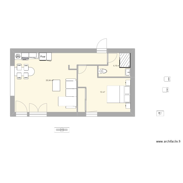 essai jms 16. Plan de 3 pièces et 43 m2