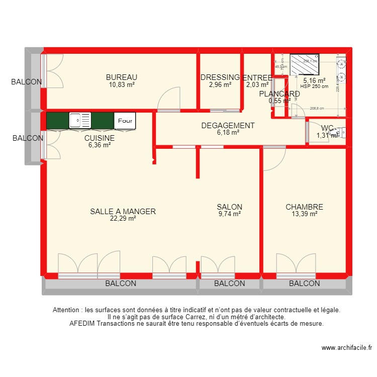 BI10446. Plan de 16 pièces et 86 m2