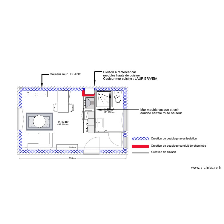 GARNIER PLAN STUDIO v2. Plan de 4 pièces et 18 m2