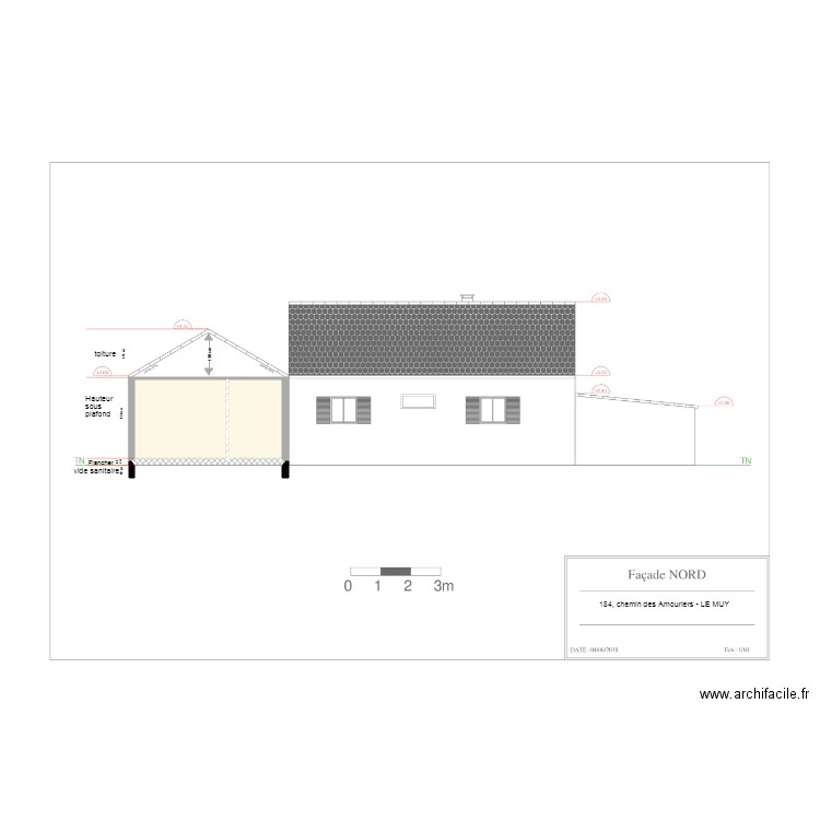 plan de coupe nord agrandissement. Plan de 0 pièce et 0 m2