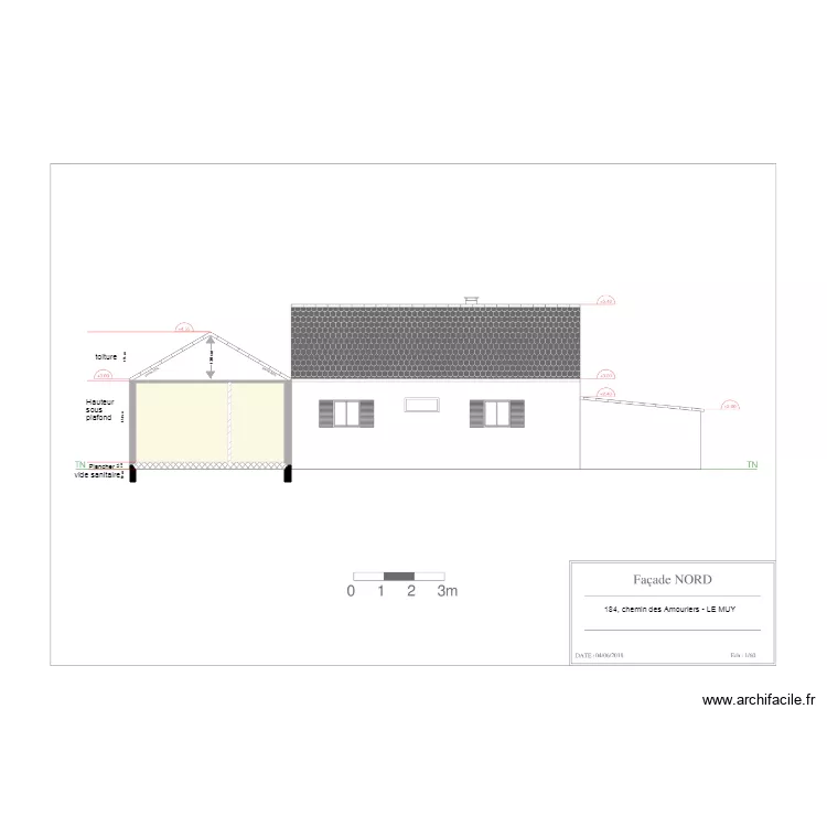 plan de coupe nord agrandissement. Plan de 