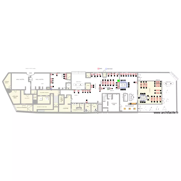 Plan de salle RDC au 25 Mars 2022. Plan de 