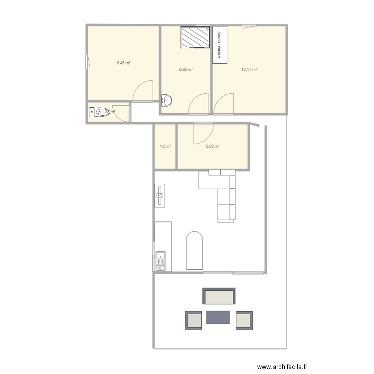 plan de maison en L. Plan de 0 pièce et 0 m2