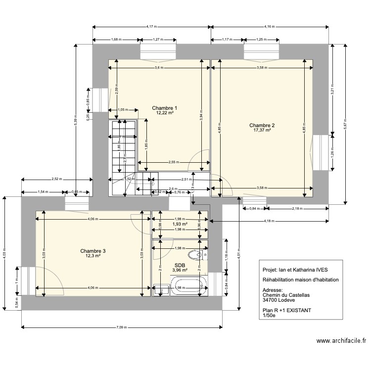 R1 IVES chemin du Castellas EXISTANT. Plan de 0 pièce et 0 m2