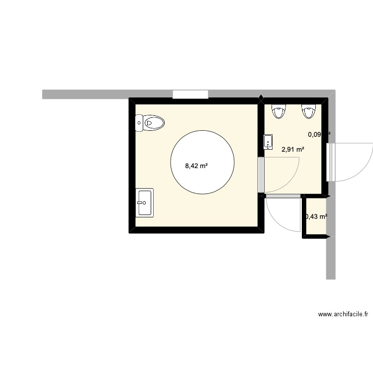 plan wc centre 1. Plan de 0 pièce et 0 m2