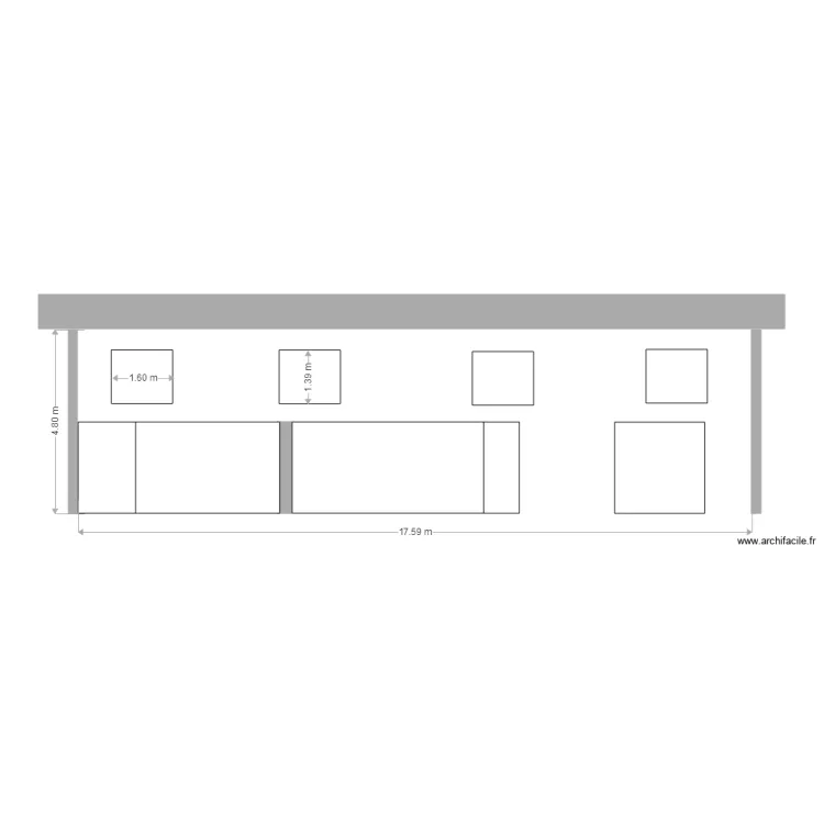 facade existante cot&eacute; cour. Plan de 