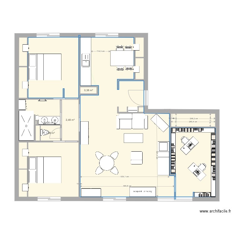 t4fino3. Plan de 13 pièces et 89 m2