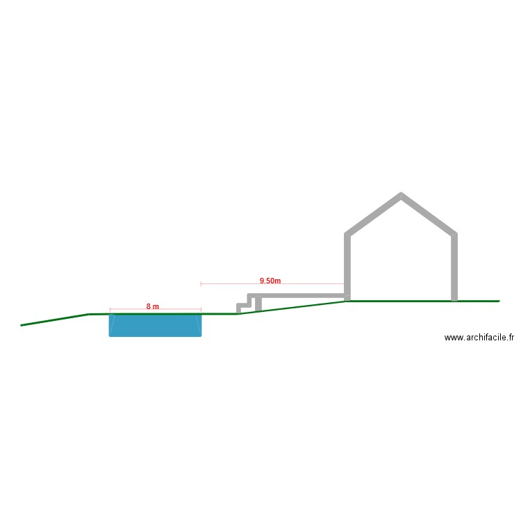 piscine. Plan de 2 pièces et 20 m2