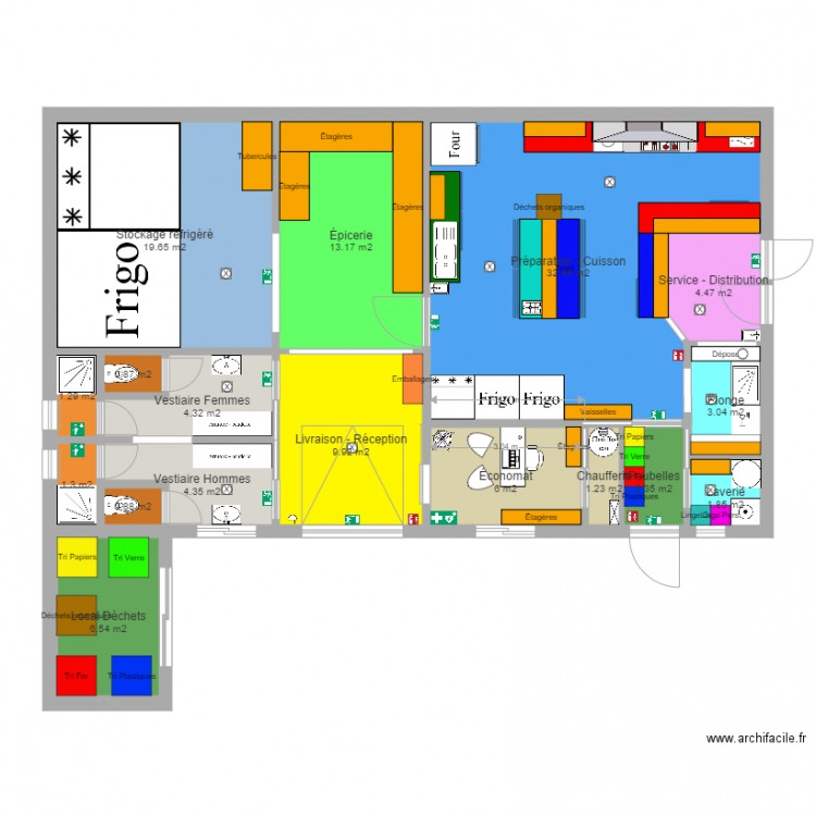 Plan cuisine professionnelle. Plan de 0 pièce et 0 m2