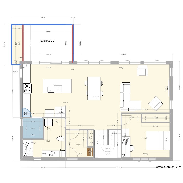 Rez de chaussée cuisine modifiée Octobre 2023.1. Plan de 8 pièces et 100 m2