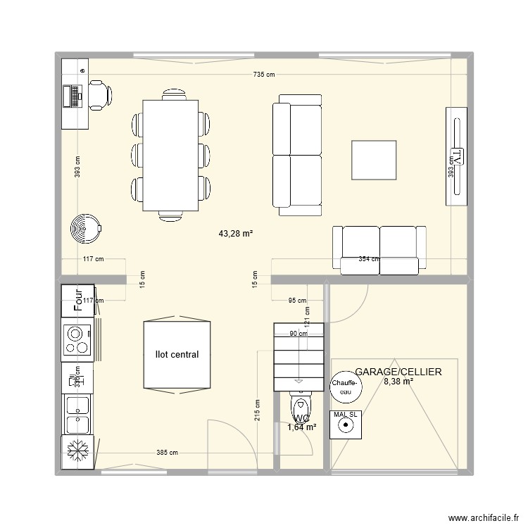 RDC FLO-DINE. Plan de 0 pièce et 0 m2