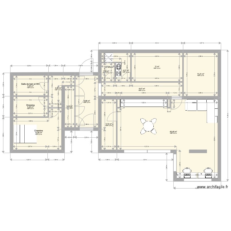 maison15  entree traversante 130. Plan de 0 pièce et 0 m2
