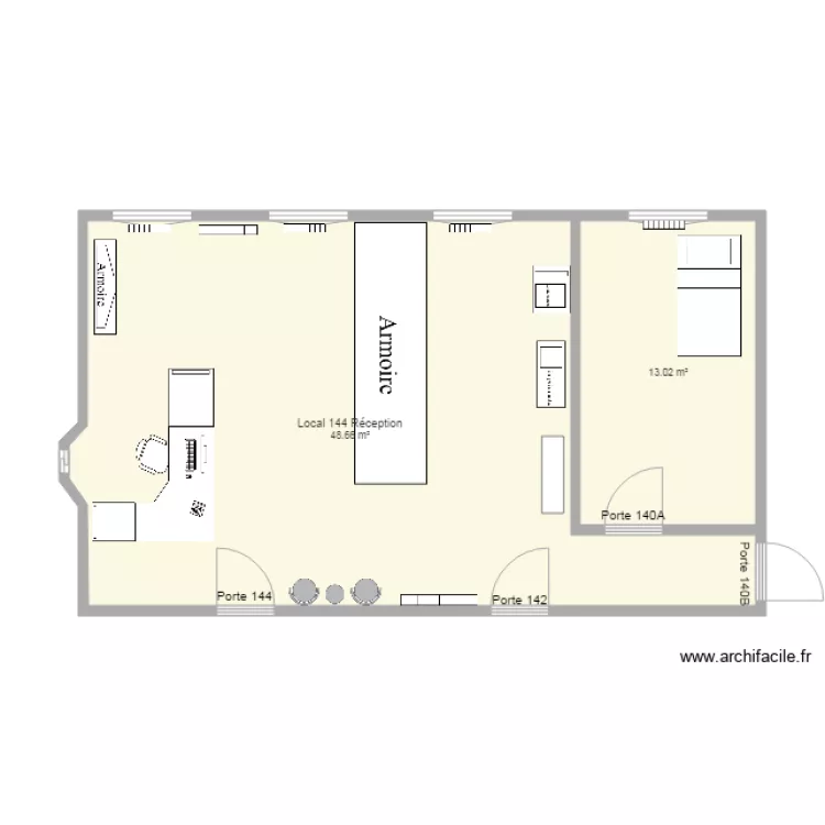 local 144 reception. Plan de 