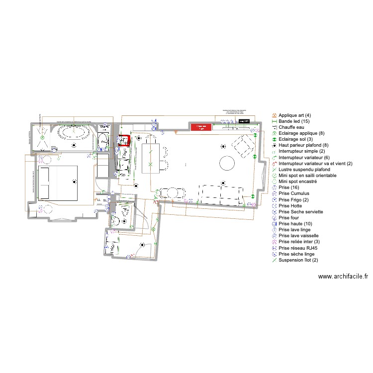 100vielledutemple ELEC. Plan de 2 pièces et 54 m2