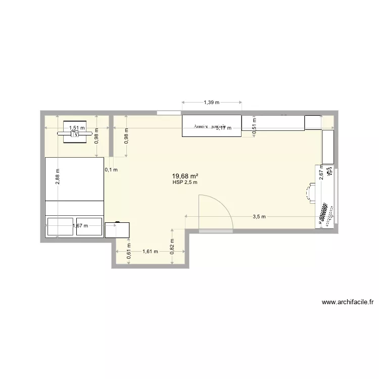 Chambre Antoine bis. Plan de 
