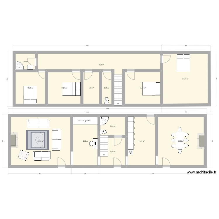 Maison visite. Plan de 14 pièces et 189 m2