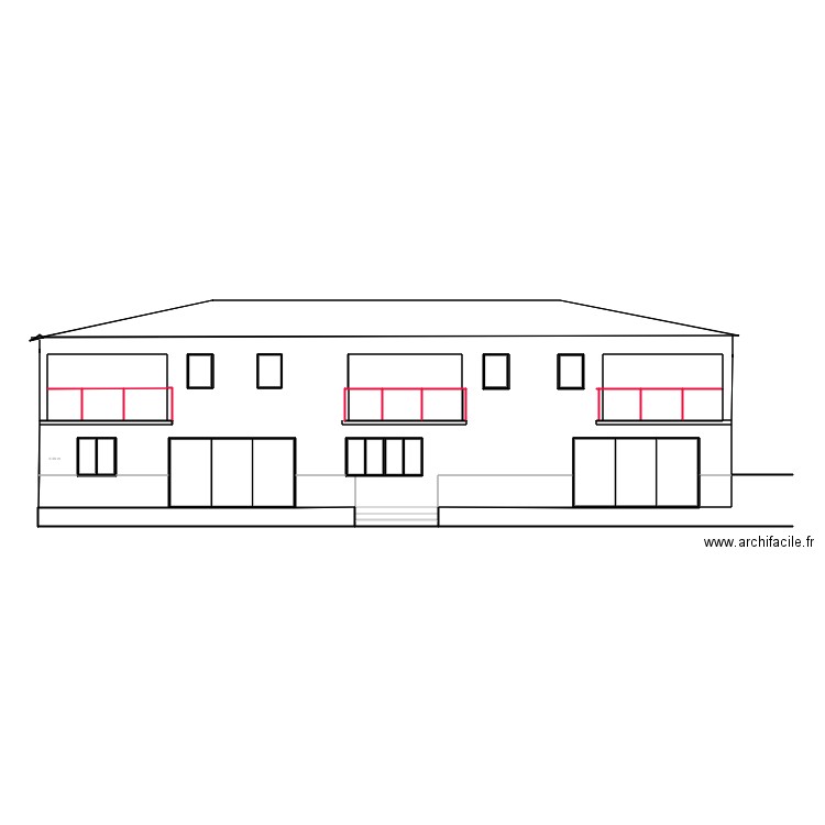 Façade principale. Plan de 0 pièce et 0 m2