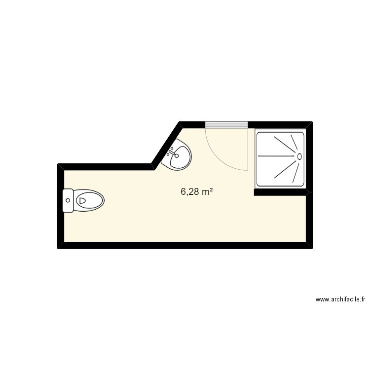 sdb bologne. Plan de 1 pièce et 6 m2