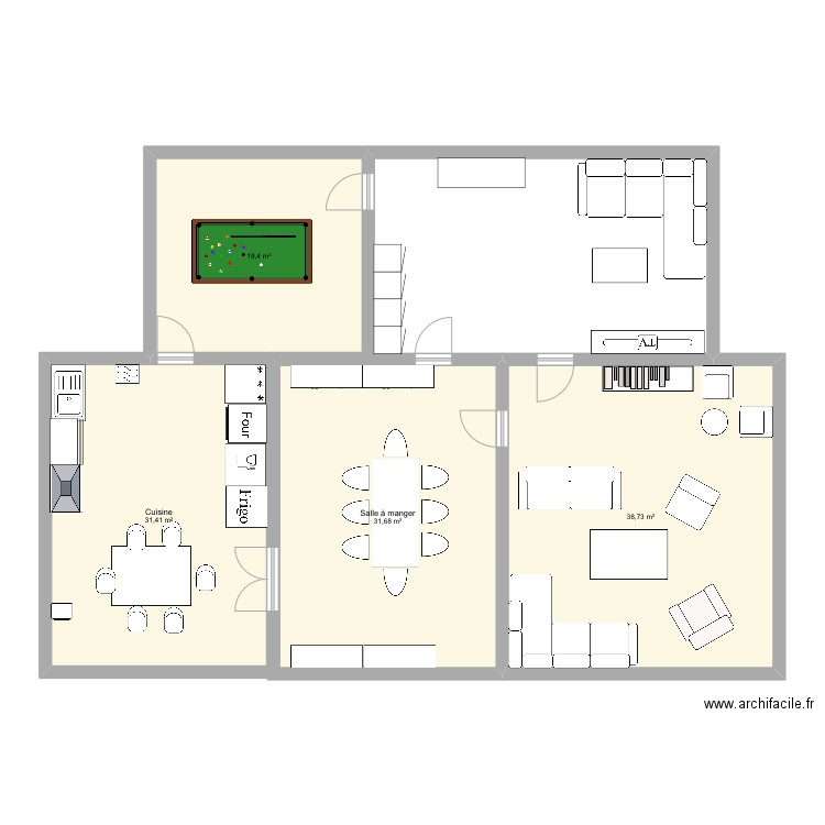 Maison1. Plan de 4 pièces et 121 m2