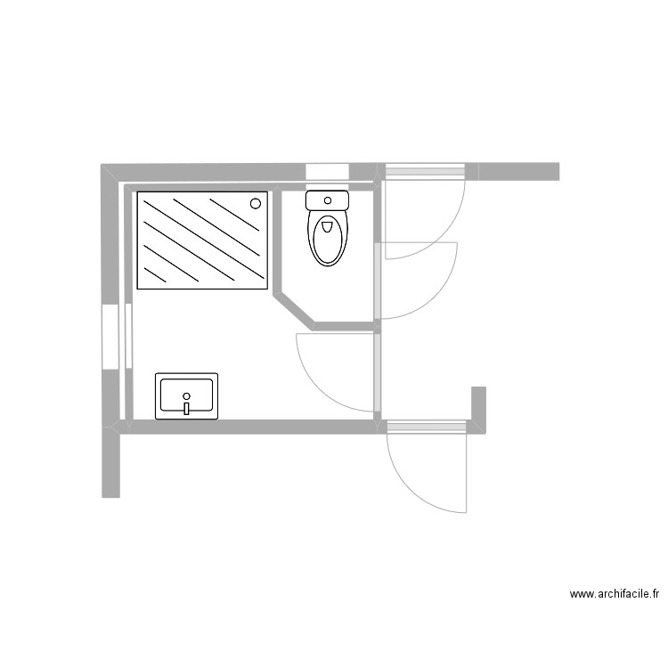 sdb-wc rdc 6. Plan de 3 pièces et 5 m2