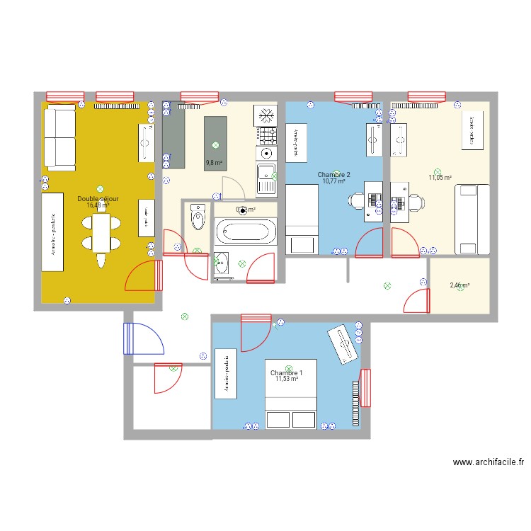 bois landry. Plan de 7 pièces et 63 m2