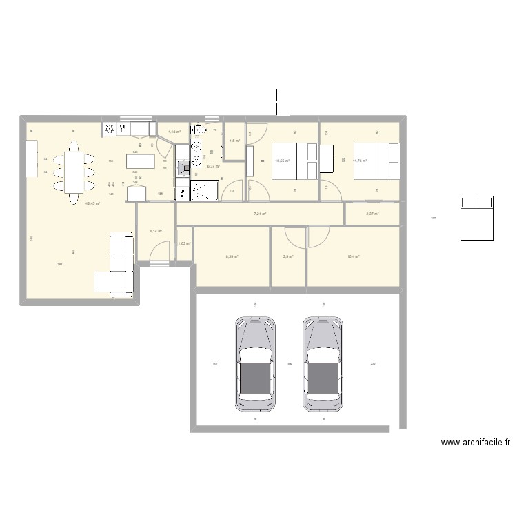 Plan 2. Plan de 13 pièces et 111 m2