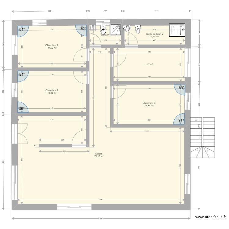 Awana r. Plan de 7 pièces et 135 m2