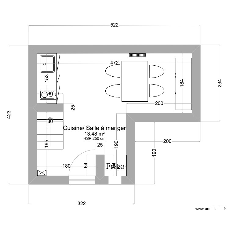 plan rdc auria. Plan de 1 pièce et 13 m2